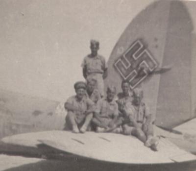 German Heinkel Bomber shot down in desert. I am the officer with binoculars